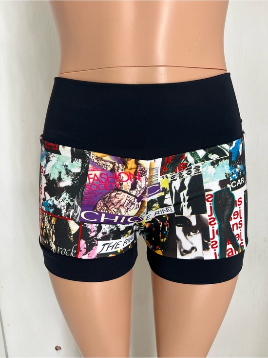 SXYfitness Pants - Black and White Fashion Print Hot Yoga Shorts Low Rise Made in USA NEW